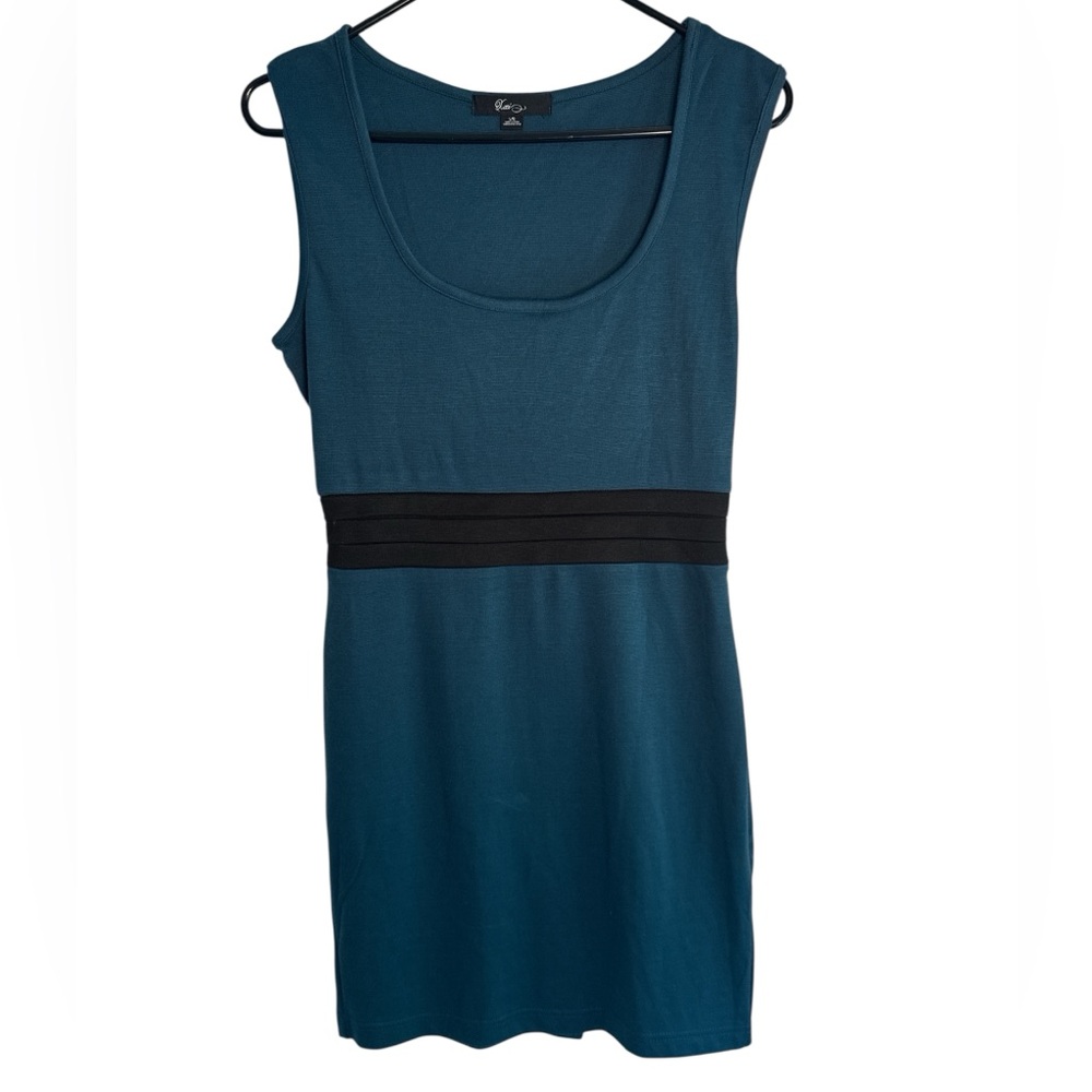 Elegant Teal Dress with Black Accents